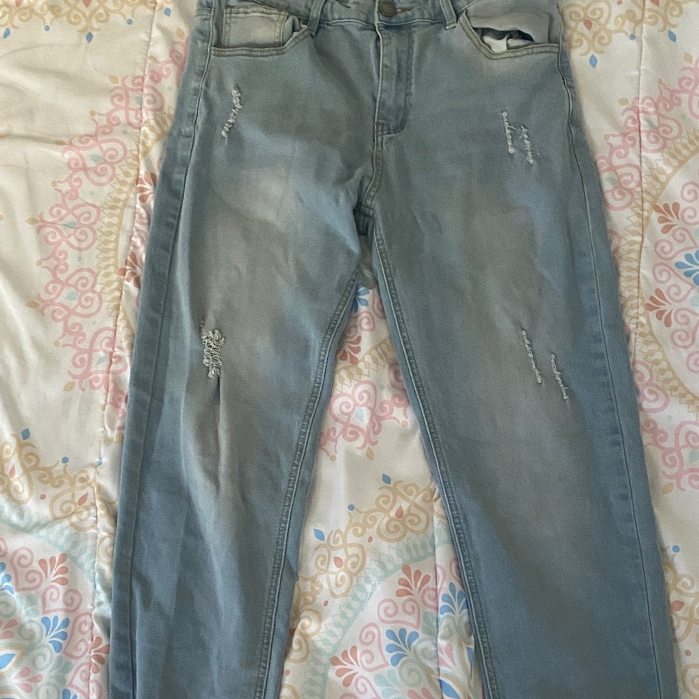Men's Relaxed Fit Distressed Jeans - Light Blue